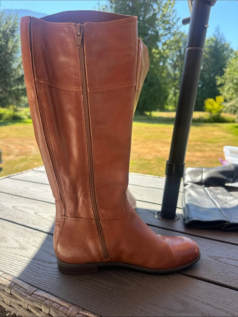 Ciao Bella Leather Cognac Knee High Boots Size 5 1/2